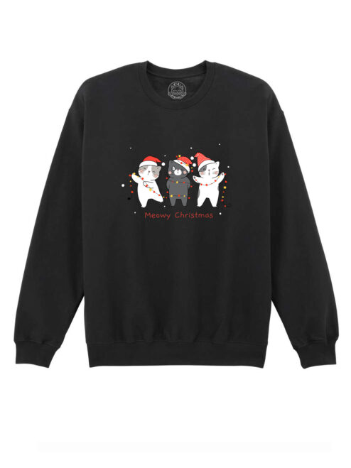 Bluza printata-Christmas Cats, Unisex