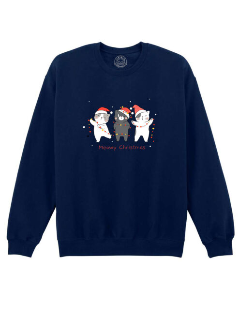 Bluza printata-Christmas Cats, Unisex