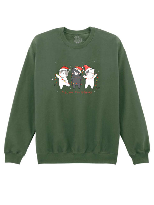 Bluza printata-Christmas Cats, Unisex