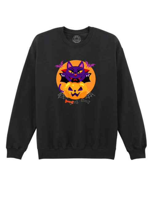 Bluza printata-Halloween Cat, Unisex
