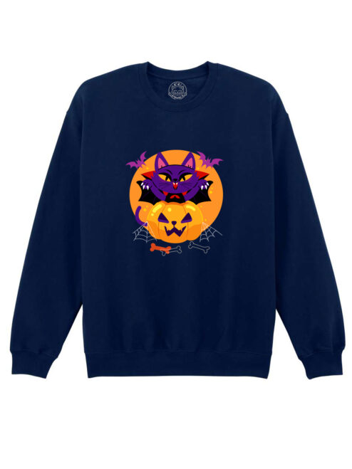 Bluza printata-Halloween Cat, Unisex