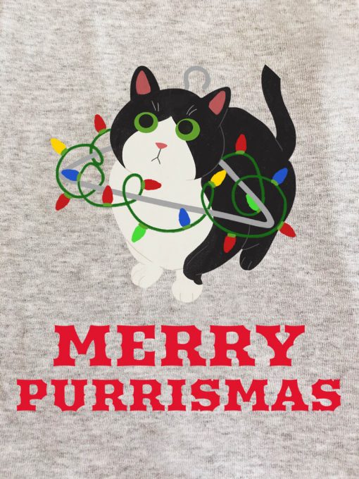 Bluza printata-Merry Purrismas (Tuxedo Cat)