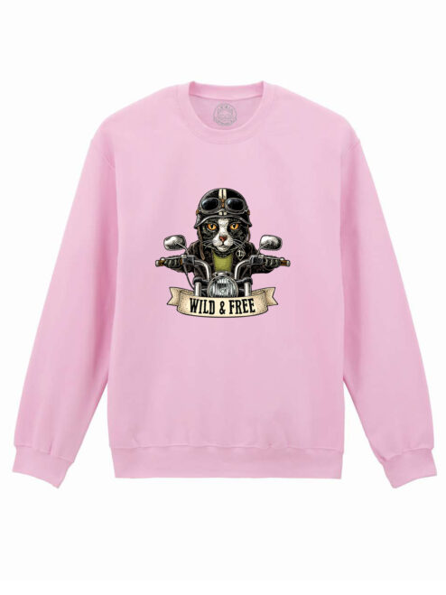 Bluza printata-Pisica Motociclista, Unisex