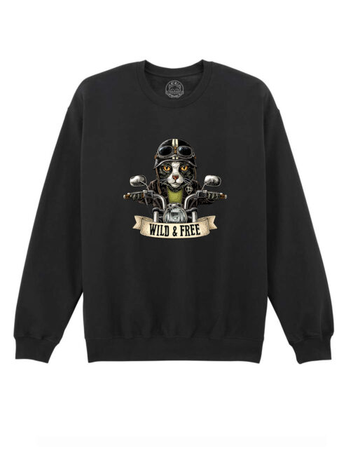 Bluza printata-Pisica Motociclista, Unisex