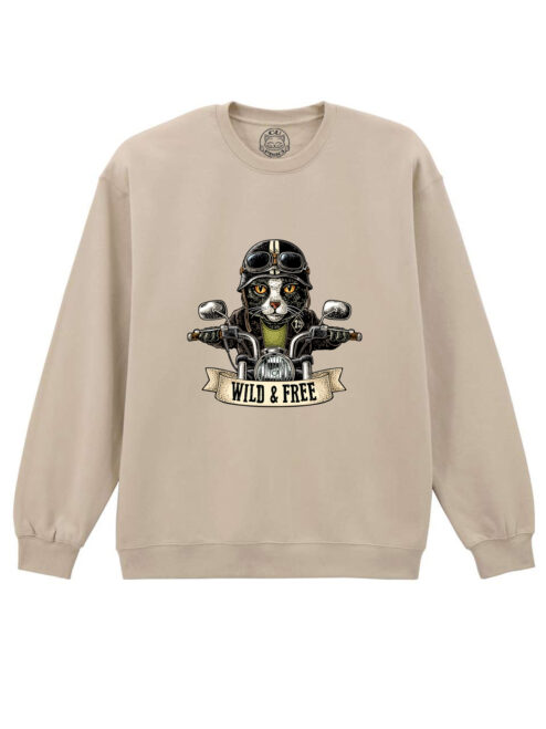 Bluza printata-Pisica Motociclista, Unisex