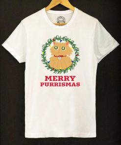 Tricou bumbac organic-Merry Purrismas (Ginger Cat), Barbati