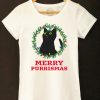 Tricou bumbac organic-Merry Purrismas (Black Cat)