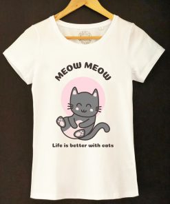 Tricou bumbac organic-Life is Better with Cats, Femei