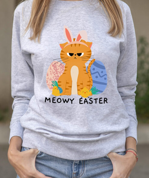 Bluza printata-Meowy Easter, Femei