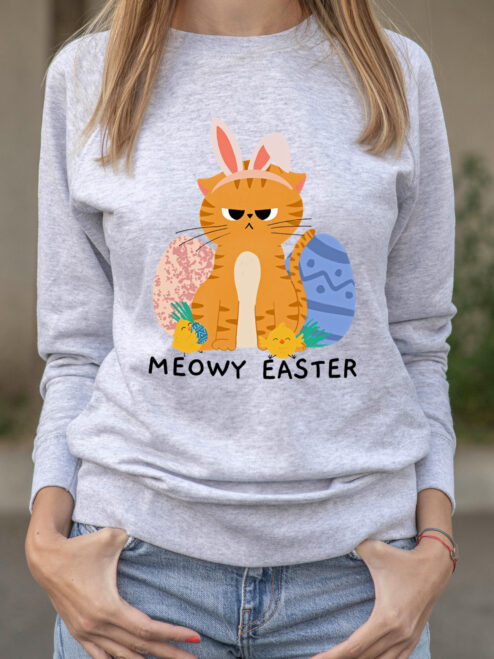 Bluza printata-Meowy Easter, Femei