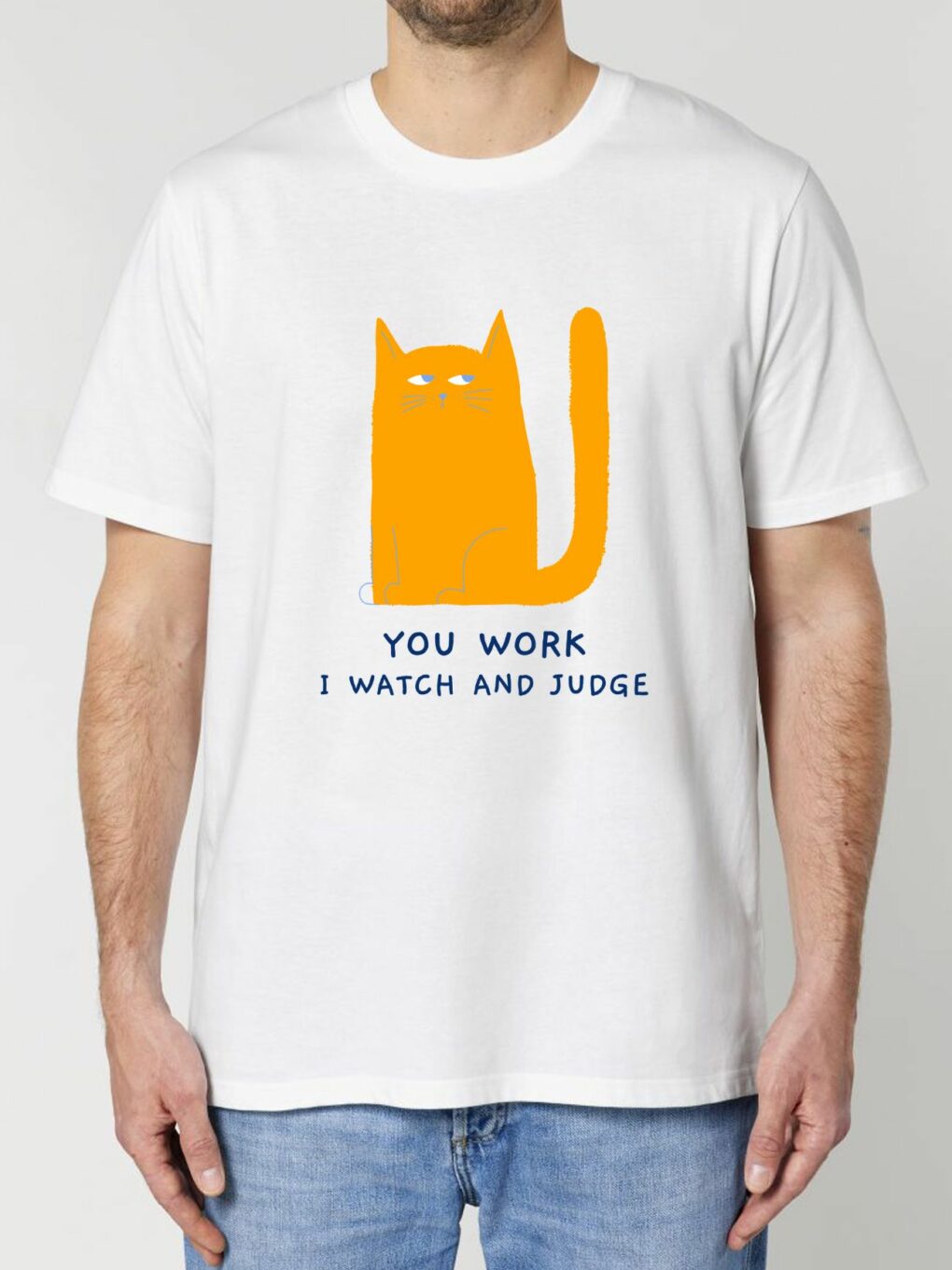 Tricou din bumbac organic Premium-Judgemental Cat, Barbati