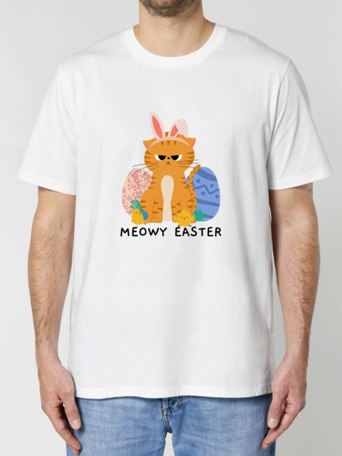 Tricou din bumbac organic Premium-Meowy Easter, Barbati