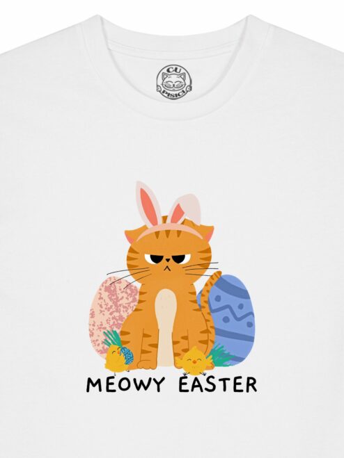 Tricou din bumbac organic Premium-Meowy Easter, Barbati