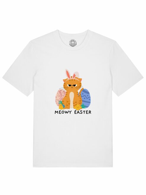 Tricou din bumbac organic Premium-Meowy Easter, Barbati