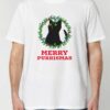 Tricou din bumbac organic Premium-Merry Purrismas (Black Cat), Barbati