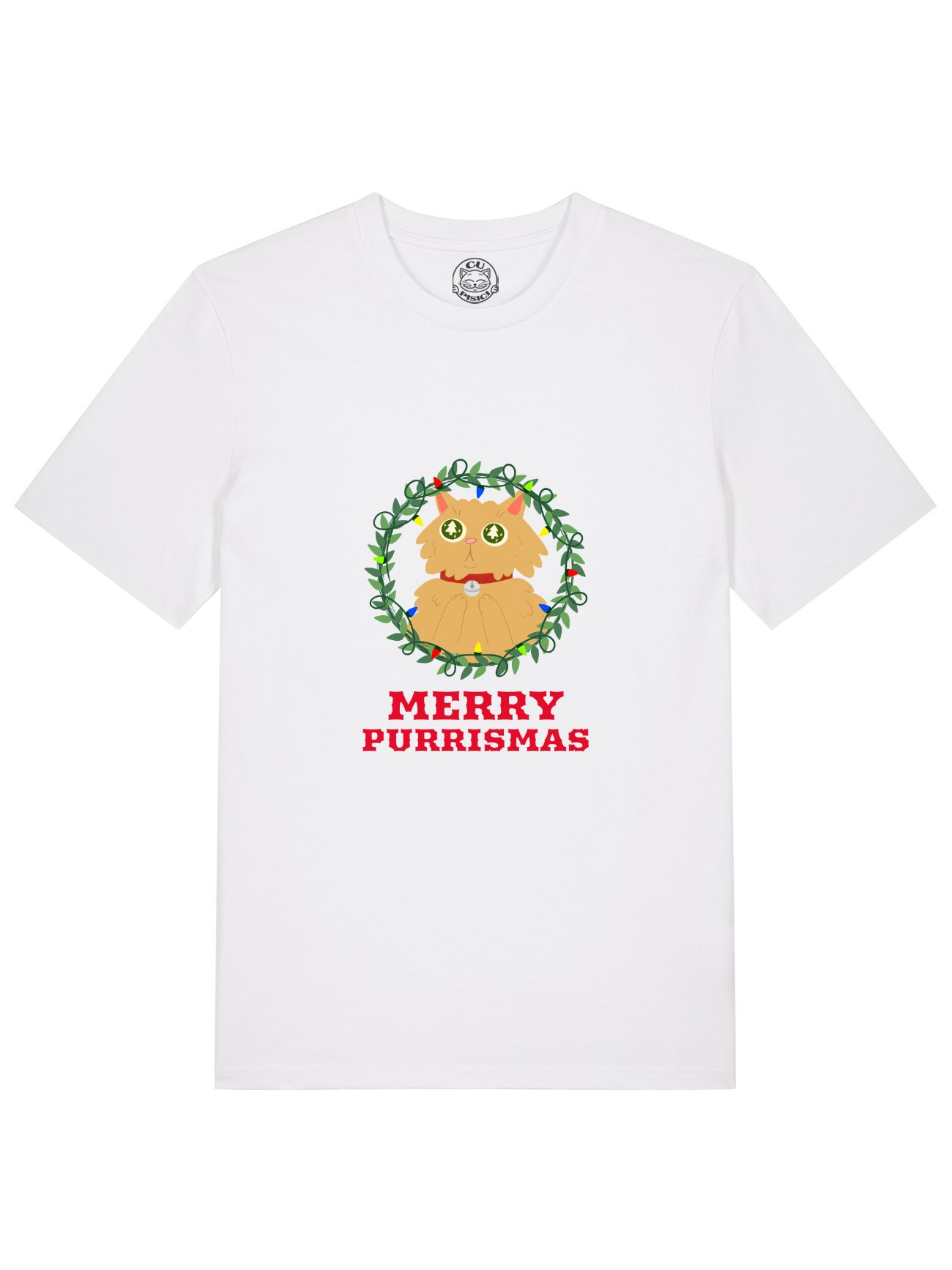 Tricou din bumbac organic Premium-Merry Purrismas (Ginger Cat), Barbati