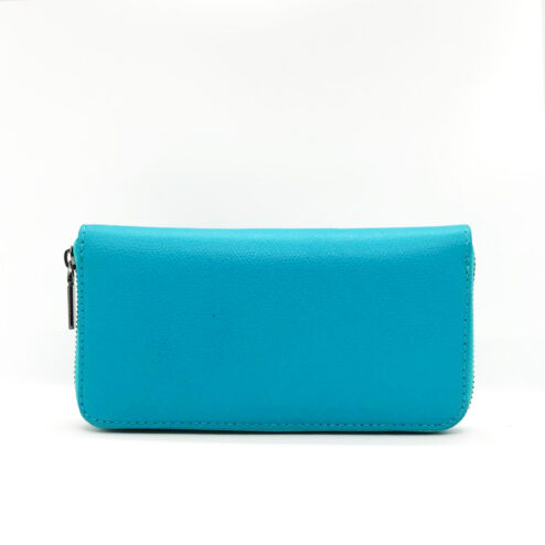 Portofel din piele naturala-Cats in Black, pictat manual, Albastru