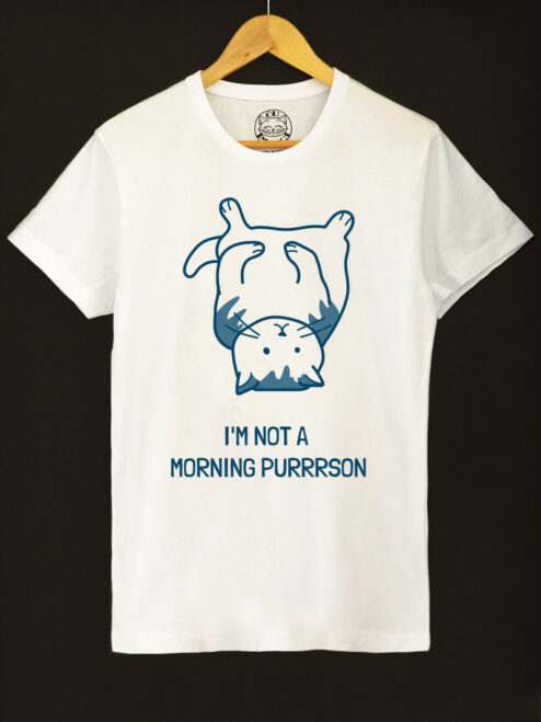 Tricou bumbac organic-I'm not a Morning PURRRSON, Barbati