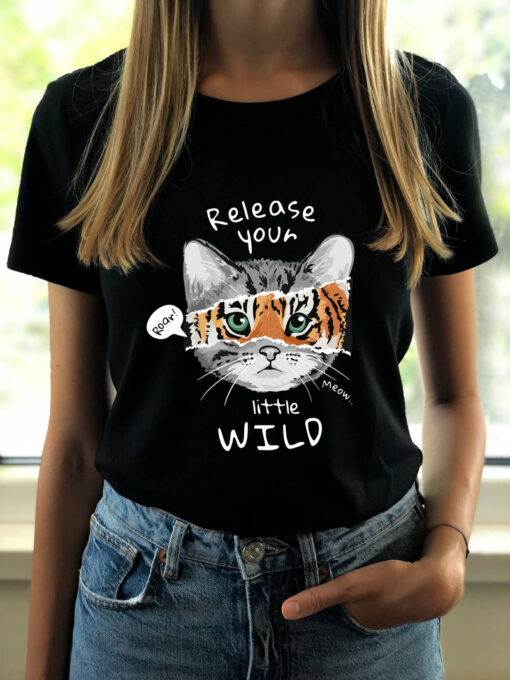 Tricou bumbac organic-Wild Cat, Femei