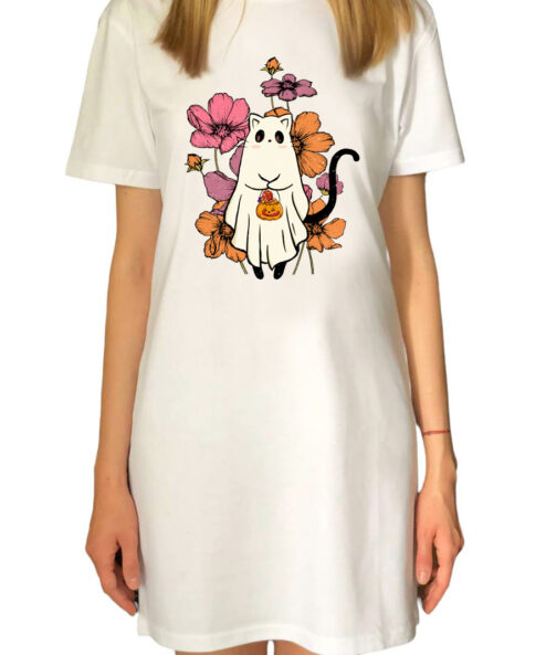 Rochie bumbac organic-Cute Halloween Cat