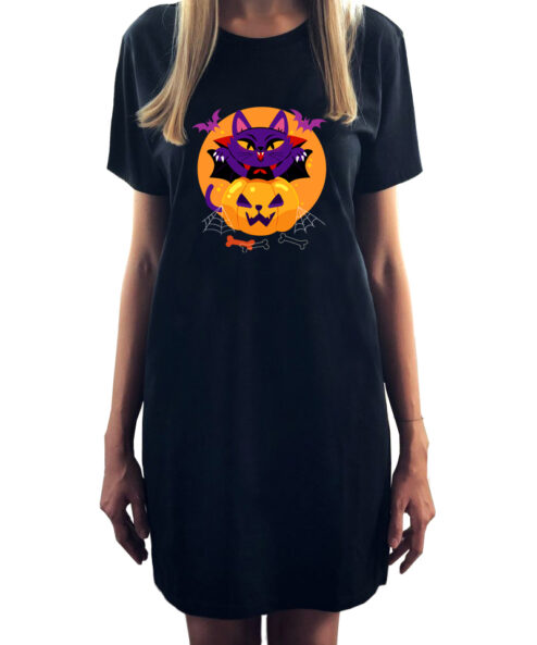 Rochie bumbac organic-Halloween Cat