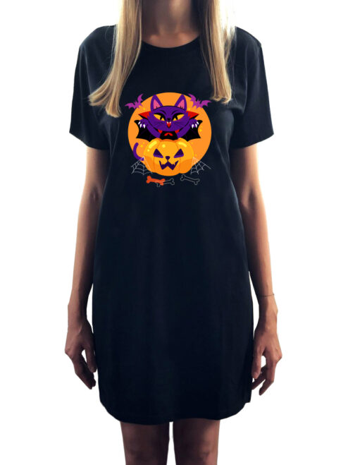 Rochie bumbac organic-Halloween Cat