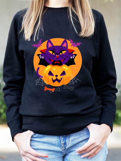 Bluza printata-Halloween Cat, Femei