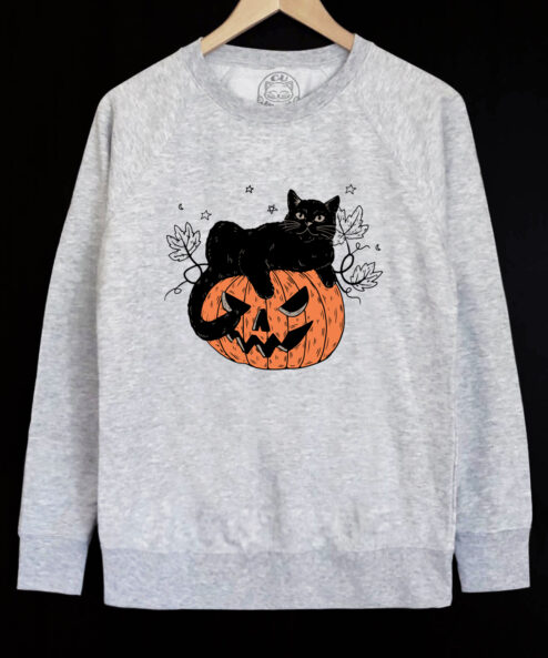 Bluza printata-Pumpkin Cat, Barbati