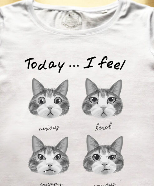 Tricou bumbac organic-Cat Mood, Femei