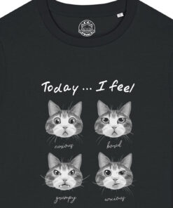 Tricou bumbac organic-Cat Mood, Femei-Negru