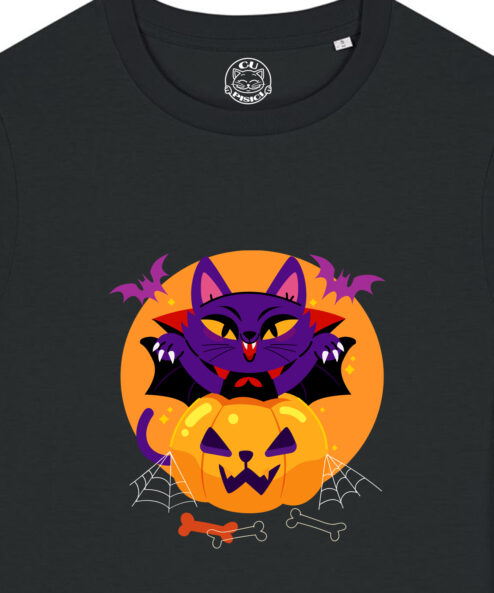 Tricou bumbac organic-Halloween Cat, Femei