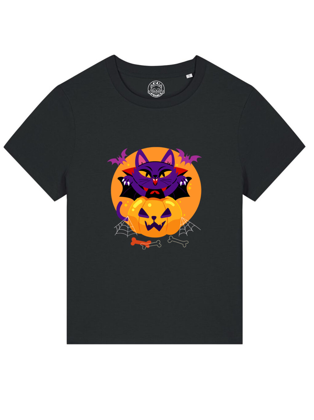 Tricou bumbac organic-Halloween Cat, Femei