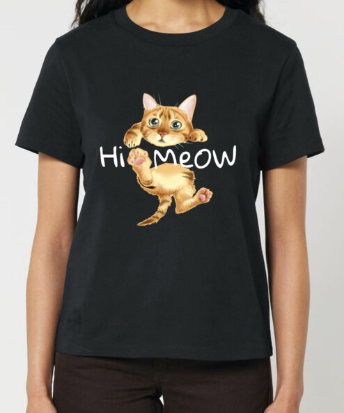 Tricou bumbac organic-Hi Meow, Femei