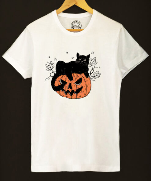 Tricou bumbac organic-Pumpkin Cat, Barbati