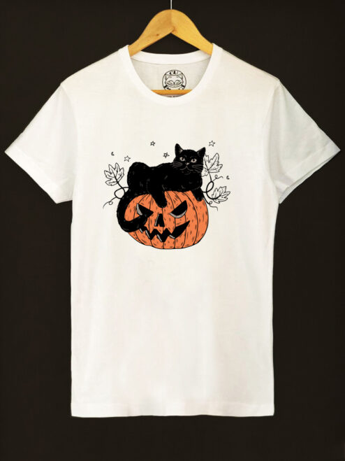 Tricou bumbac organic-Pumpkin Cat, Barbati