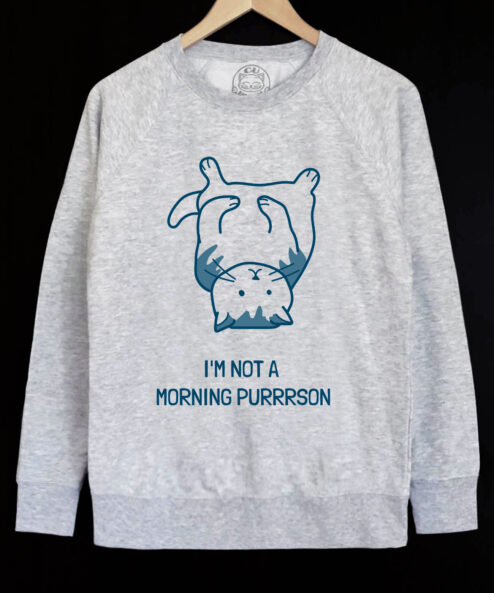 Bluza printata-I’m not a Morning PURRRSON, Barbat