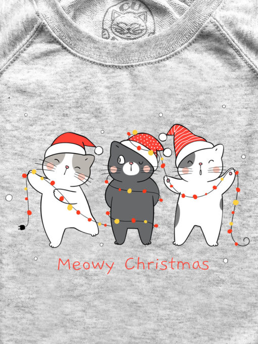 Bluza printata-Christmas Cats, Gri