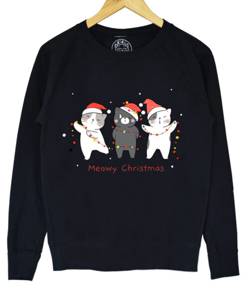 Bluza printata-Christmas Cats, Barbati-Neagra