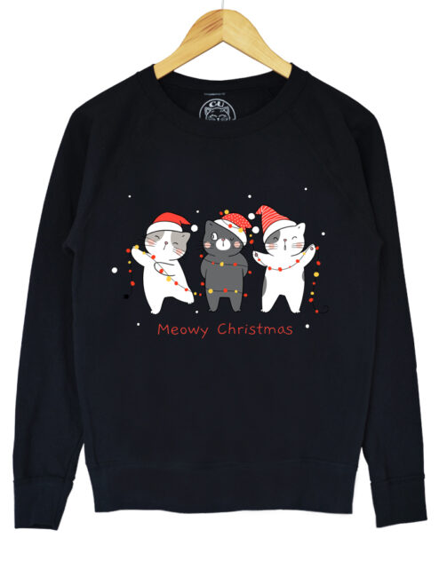 Bluza printata-Christmas Cats, Barbati-Neagra