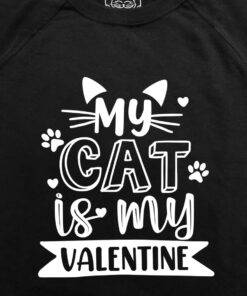 Bluza printata-My Cat is My Valentine, Femei-Neagra