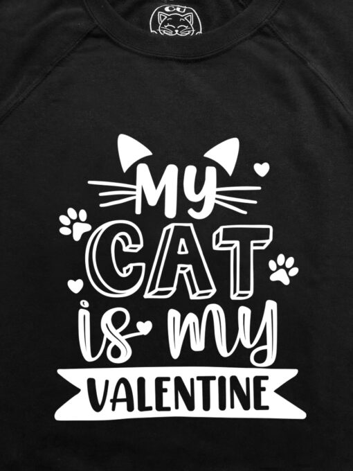 Bluza printata-My Cat is My Valentine, Femei-Neagra