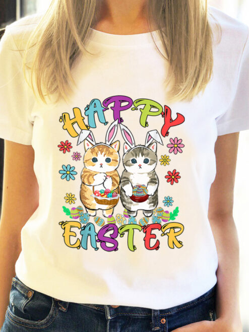 Tricou bumbac organic-Happy Easter, Femei