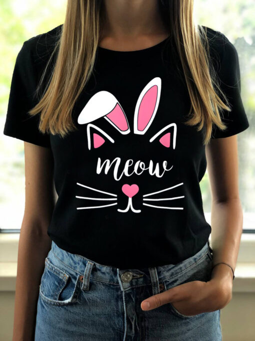 Tricou bumbac organic-Meow Bunny, Femei