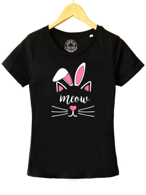 Tricou bumbac organic-Meow Bunny, Femei