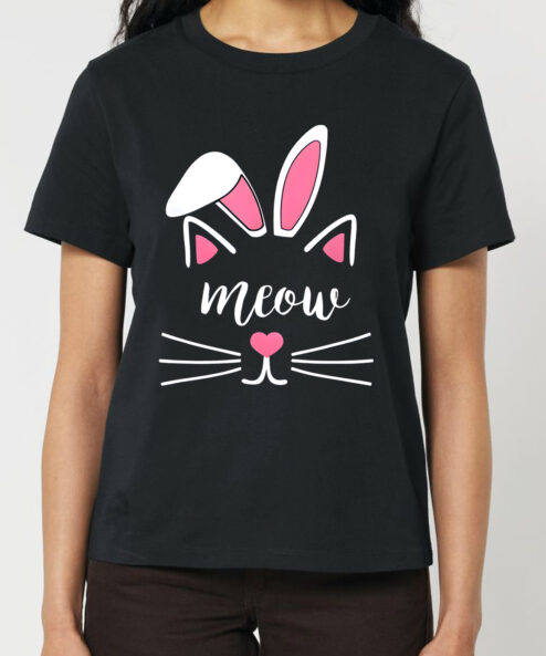 Tricou bumbac organic-Meow Bunny, Femei