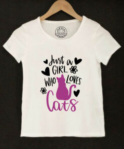 Tricou bumbac-Just a Girl Who Loves Cats, Copii