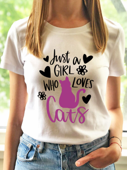 Tricou bumbac organic-Just A Girl Who Loves Cats, Femei