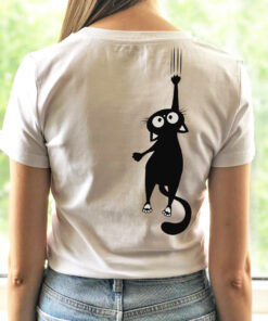 Tricou bumbac organic-Hanging Cat, Femei