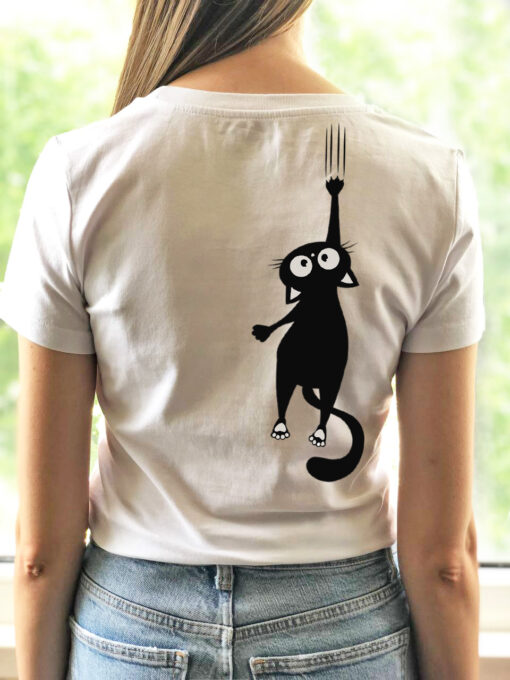 Tricou bumbac organic-Hanging Cat, Femei