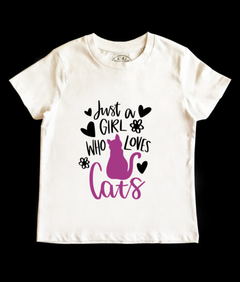 Tricou bumbac-Just a Girl Who Loves Cats, Copii